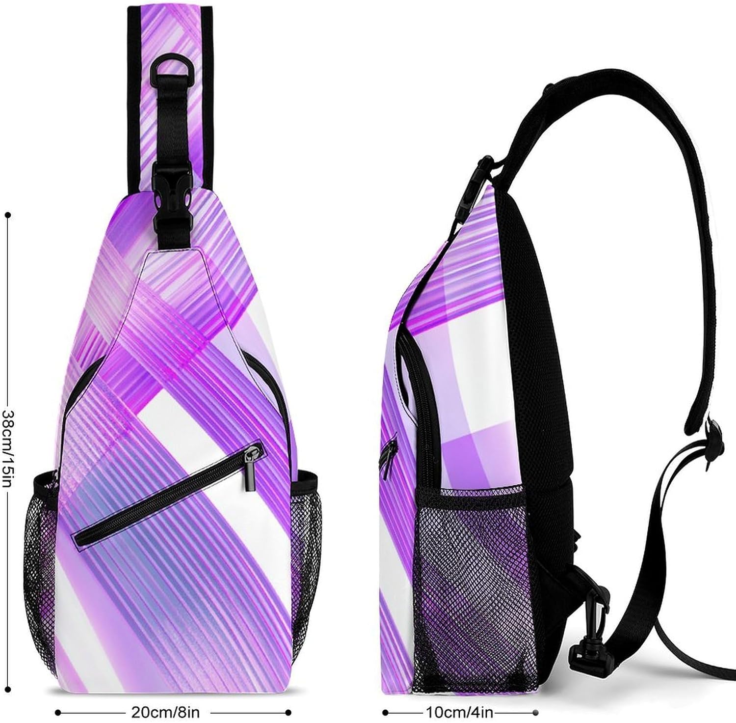 Gradient Lines Sling Crossbody Bag Lightweight Chest Shoulder Backpack for Outdoor Sports