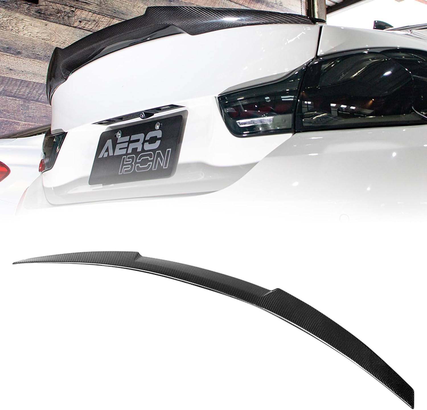 AeroBon Real Carbon Fiber Trunk Spoiler Compatible with 2015-2020 BMW F82 M4 Coupe Rear Spoiler (MV Style) Motorsport Version