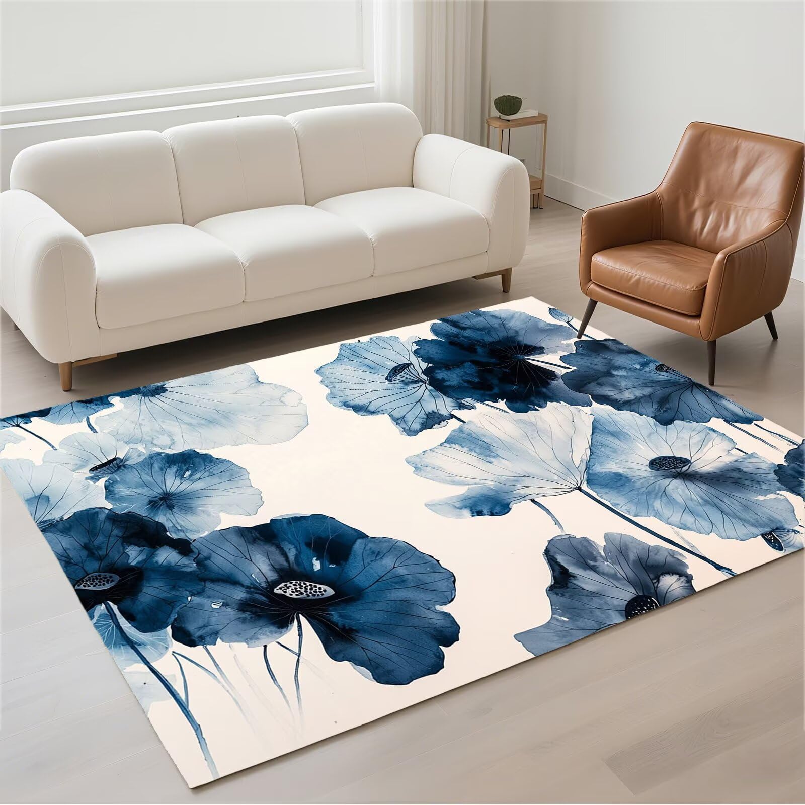 Tapis salon imperméable 70x140 cm lavable et antidérapant Lotus 13-315