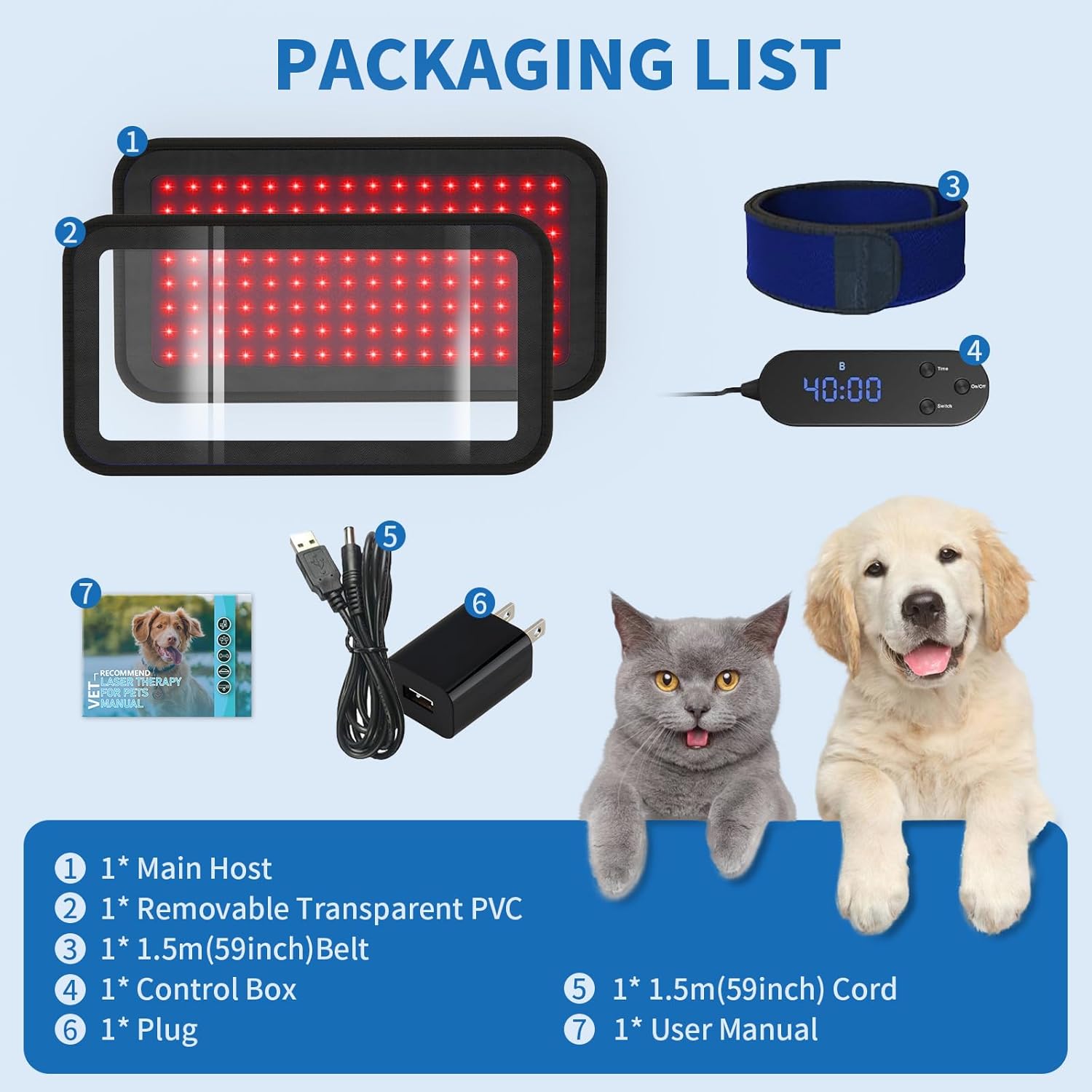iKeener Red Light Therapy Belt for Pets, Wearable Red Infrared Light Therapy Devices for Dogs Pain Relief, 2 Modes & Adjuatable Timer