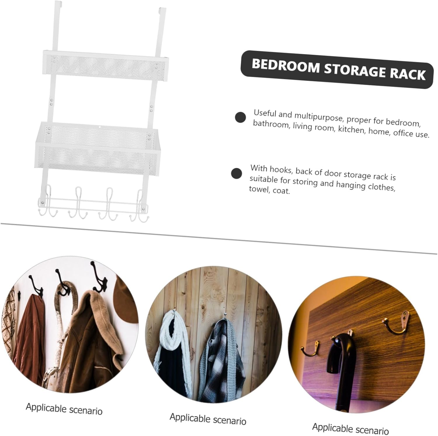 ABOOFAN Door Storage Rack Double-layer Mesh Basket Hooks Door Hanging Organizer