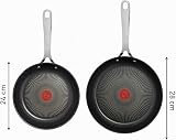 Tefal Jamie Oliver Cook's Direct Stainless Steel Non-Stick Pancake Frying Pan Set, 20 & 28cm, Heat Indicator, Safe-Grip Riveted Handle, Induction Compatible, E304S244 - 8