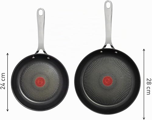 Tefal Jamie Oliver Cook's Direct Stainless Steel Non-Stick Pancake Frying Pan Set, 20 & 28cm, Heat Indicator, Safe-Grip Riveted Handle, Induction Compatible, E304S244 - 8