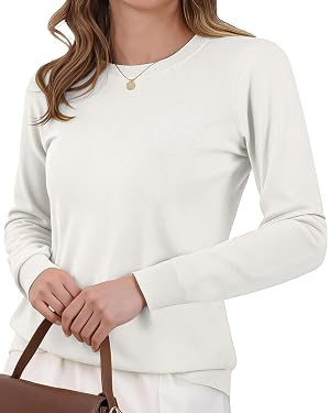 Womens Wool Blend Pullover Sweaters Crew Neck Classic Dressy Elegant Long Sleeve Fall Winter Sweater Top
