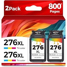 Ubinki Compatible 276XL Color Ink Cartridge Replacement for Canon 276 XL Ink CL-276 CL276 CL276XL Tri-Color, 2-Pack for TS3522 TR4720 TR4722 TS3520 TS3500 TR4700 TS3700 TS3720 TS3722 Printer