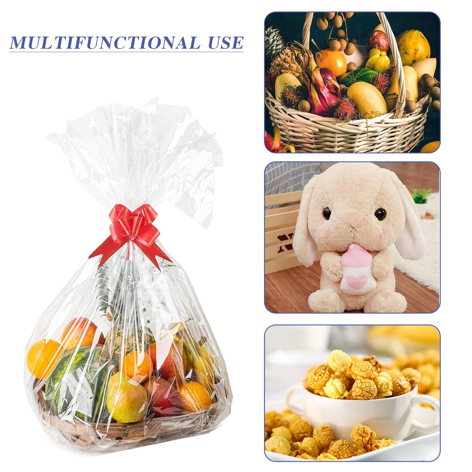 MINISOISO Cellophantüten 10 Stück - 60x76cm Transparent Geschenkfolie