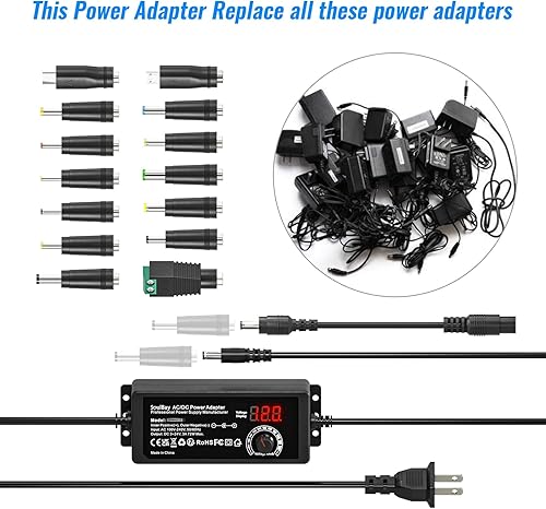 Miniatura 2 de SoulBay Adaptador universal de fuente de alimentación de CA CC de 72 W, 3 V a 24 V de salida con voltaje ajustable y pantalla de voltios para