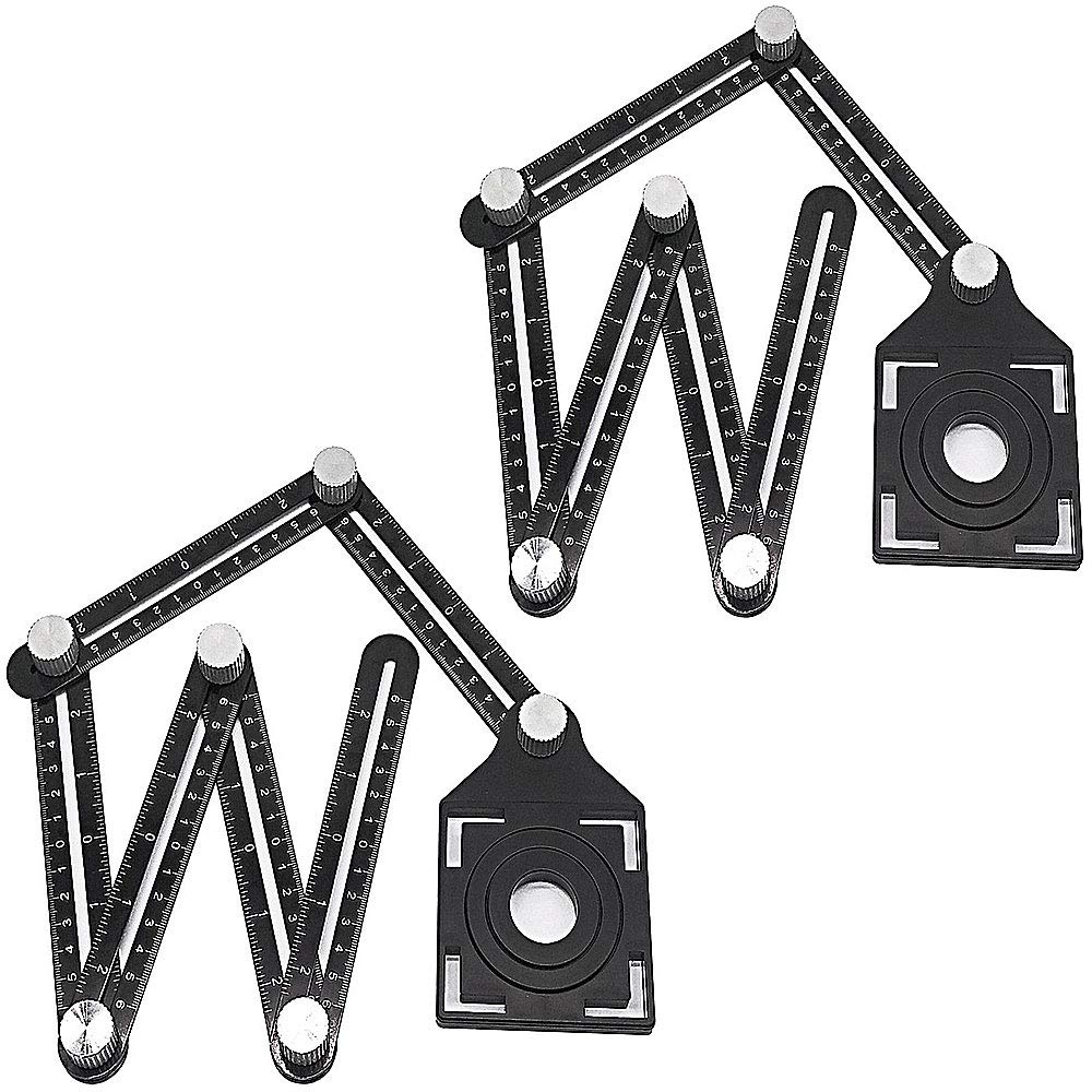 JJDD Lot de 2 règles d'angle universelles en alliage d'aluminium avec ouverture de positionnement des carreaux