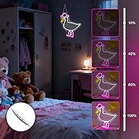 Vista 8 de Letrero de neón de cowboy y pato, letreros de neón de pato y botas de vaquera para decoración de pared, letreros de neón LED rosa con conectividad