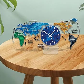 Amazon.co.jp: 3D世界地図の壁時計、大きい アクリル 世界地図