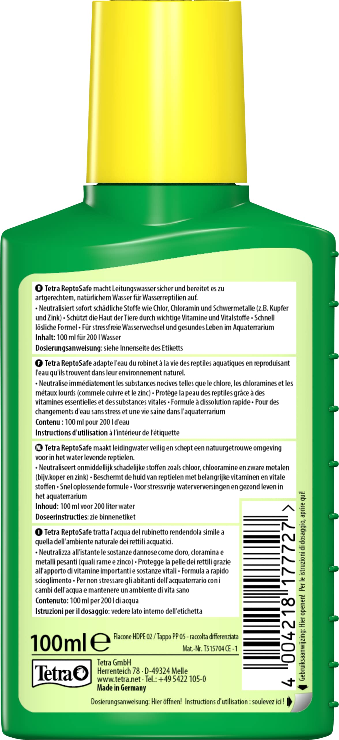Tetra ReptoSafe 100 ml - Neutraliza los componentes nocivos y garantiza que el agua del grifo sea segura para los reptiles acuáticos, tales como tortugas y anfibios - 3