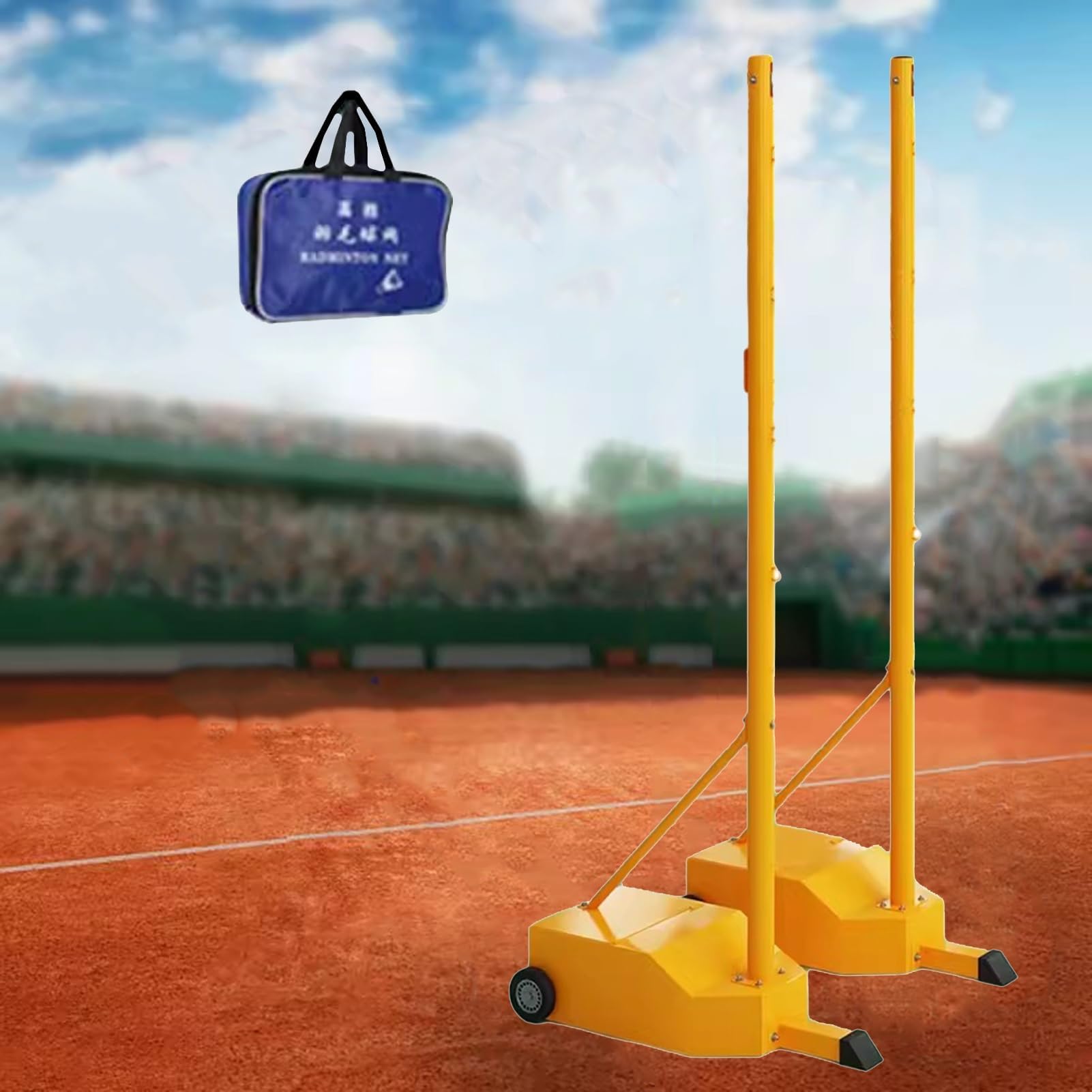 Rete da badminton autoportante e supporto, portatile, per interni ed esterni, con base riempibile, rete da tennis da 1,6 m per uso in spiaggia
