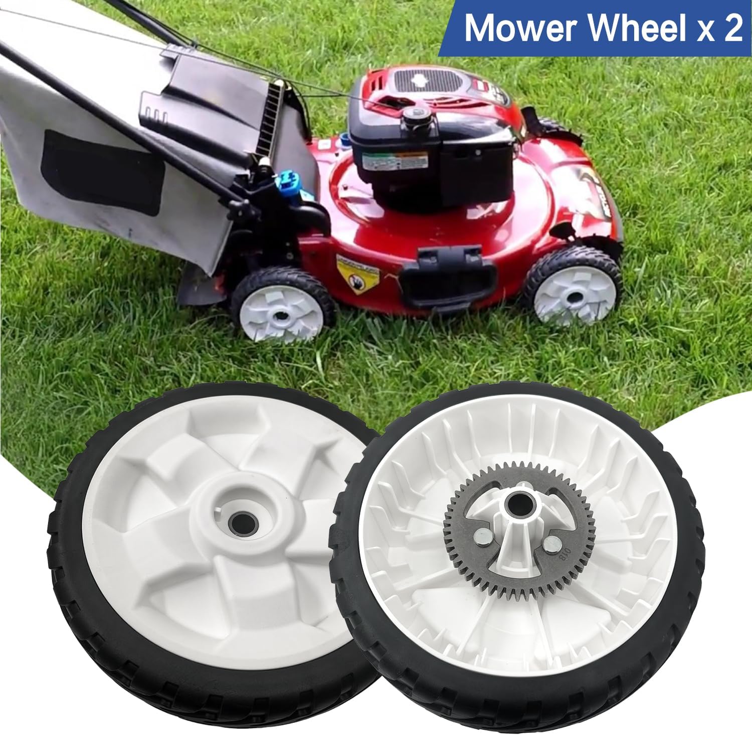 2 Pack 137-4835 8" Rear Drive Wheel Assembly Replaces Toro 119-3822 Compatible with Toro for 55cm 22in Recycler Lawn Mowers 20332 20333 20334 20337 20372 20373 20374 20955 20958 21762 21763 21764
