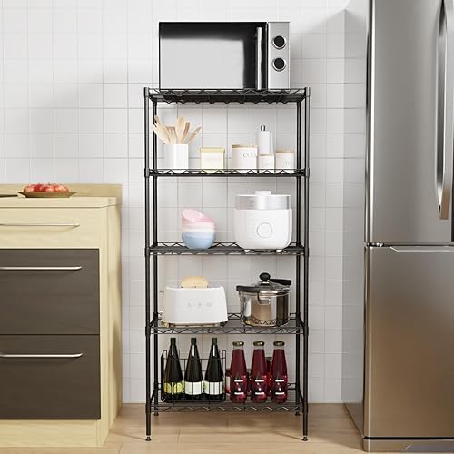 Miniatura 2 de PayLessHere Estante de metal para estante de alambre, certificado NSF, estante ajustable de 5 niveles, solución de almacenamiento versátil,