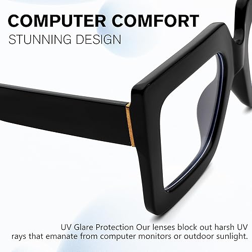 Miniatura 5 de Pro Acme Gafas de bloqueo de luz azul, marcos cuadrados grandes, anteojos falsos para mujer