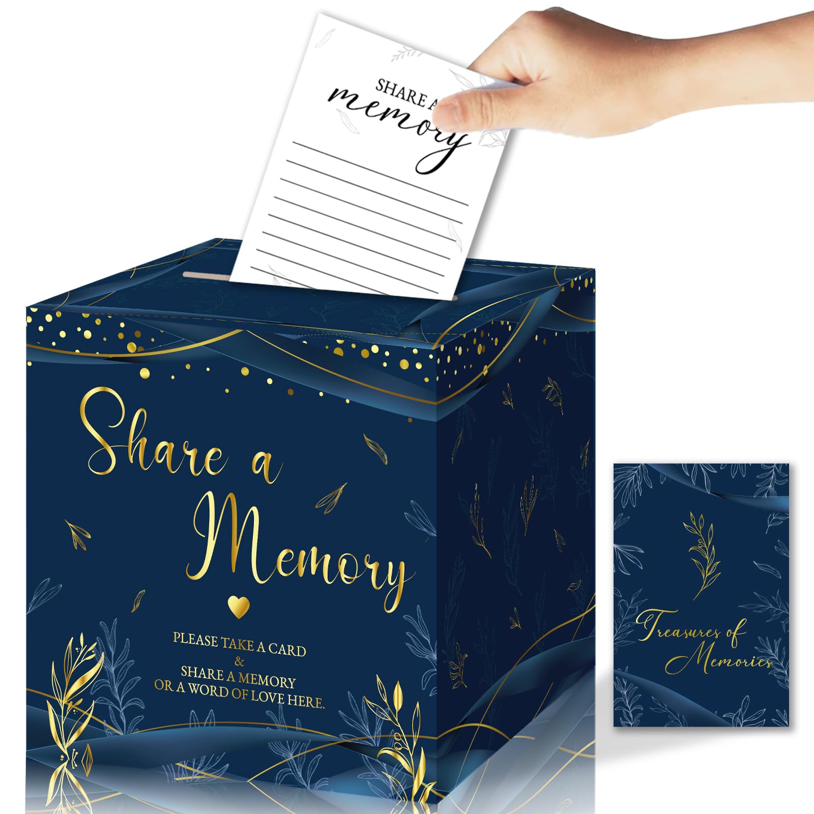 50Pcs Share a Memory Cards, Memory Box for Guest Ideas Celebration of Life Funeral Graduation Retirement Wedding Bridal Shower Birthday Anniversary, Navy