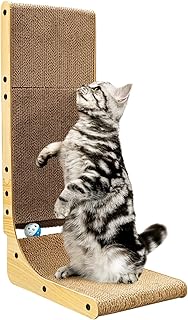 L Shape Cardboard Scratcher, Cat Scratchers Board Wall Mounted for Indoor Cats with Ball Grinding Claw and Tooth Board Cat Scratcher