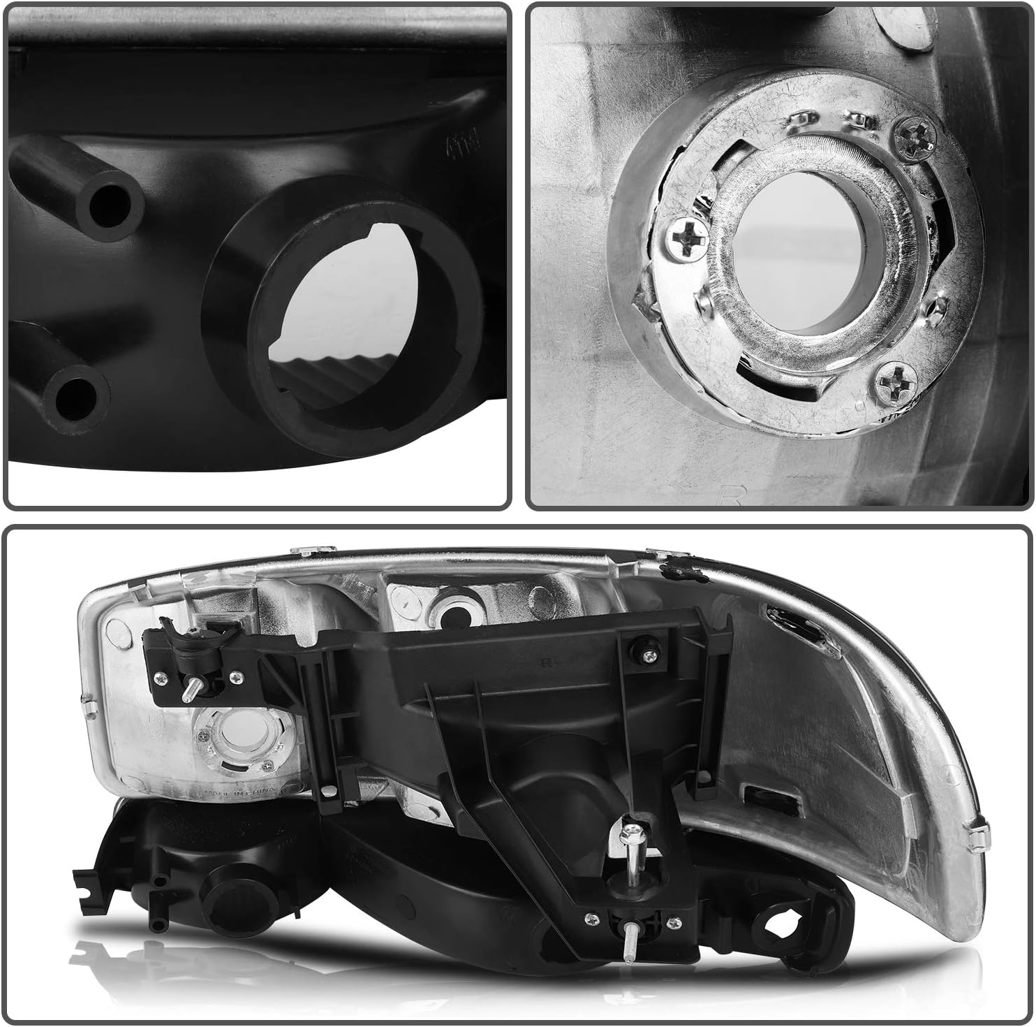 ECCPP Headlight Assembly Black Headlights+Bumper Light Lamp for GMC For Sierra 1500 2500 3500,1500 HD 2500 HD,1500 HD/2500 HD/3500 Classic,for GMC Yukon,for GMC Yukon XL 1500 2500 1999-2007