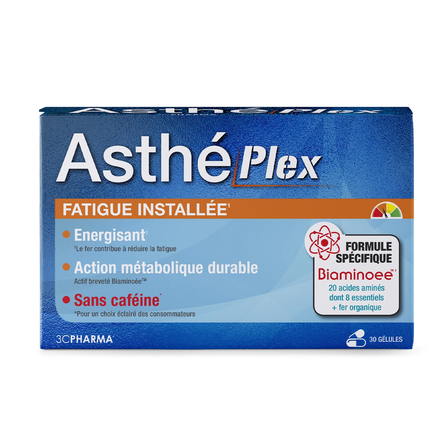 3C Pharma - Asthéplex 30 Gélules - Énergie Fatigue Fer Acides Aminés