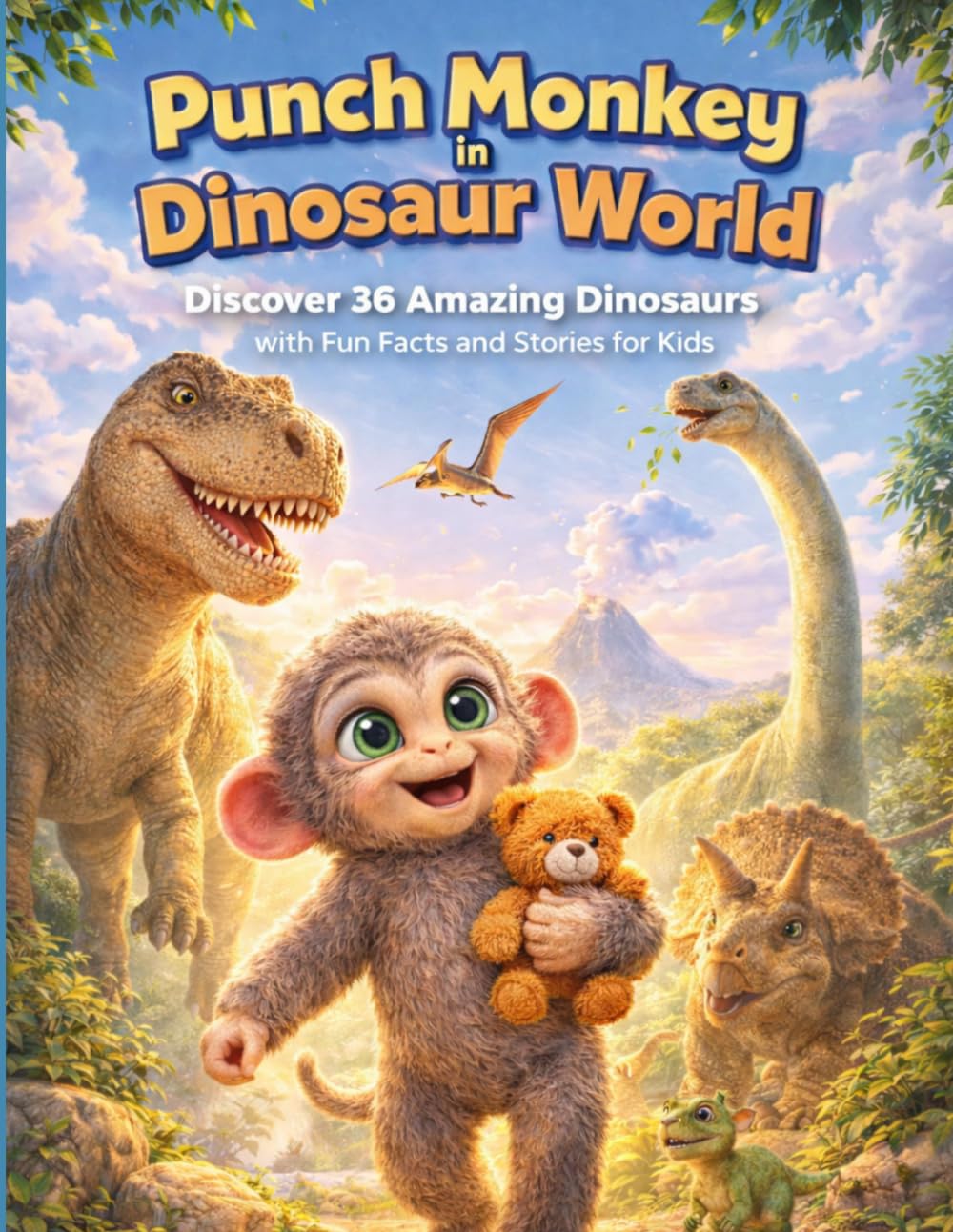 Punch Monkey in Dinosaur World: Discover 36 Amazing Dinosaurs with Fun Facts and Stories for Kids (Punch Monkey’s Big Adventure)