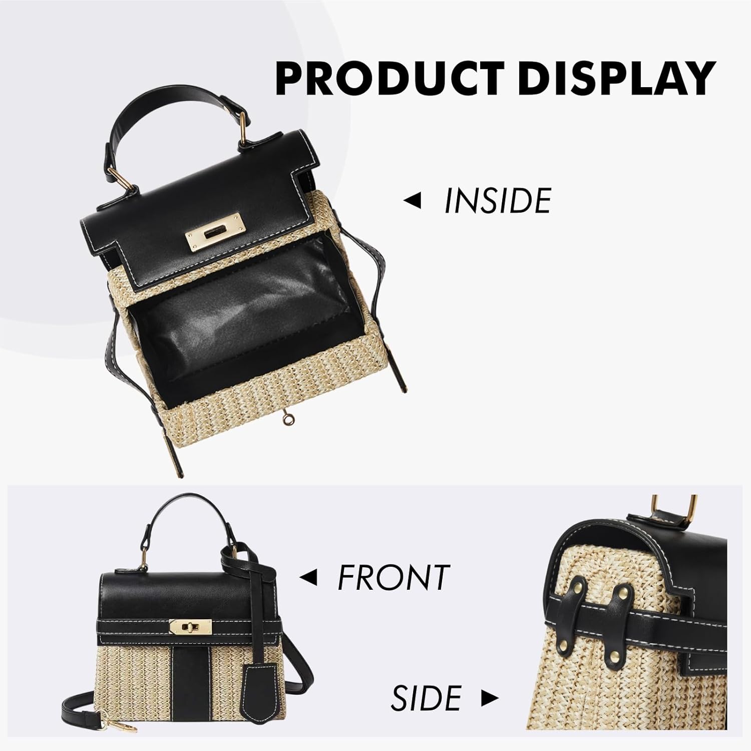 Straw Beach Bags for Women, Crossbody Shoulder Handbags Woven Bag for Summer Holiday - Image 5
