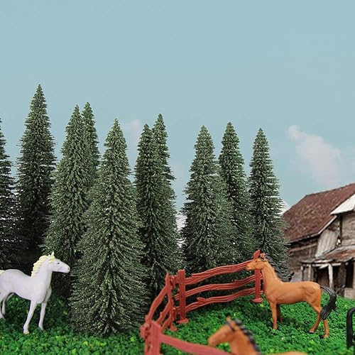 Miniatura 9 de S0808 - 30 piezas de madera de pino verde oscuro, modelo de cedro, 3.228in, para modelo de ferrocarril, paisaje, diseño HO OO escala nueva (3,2