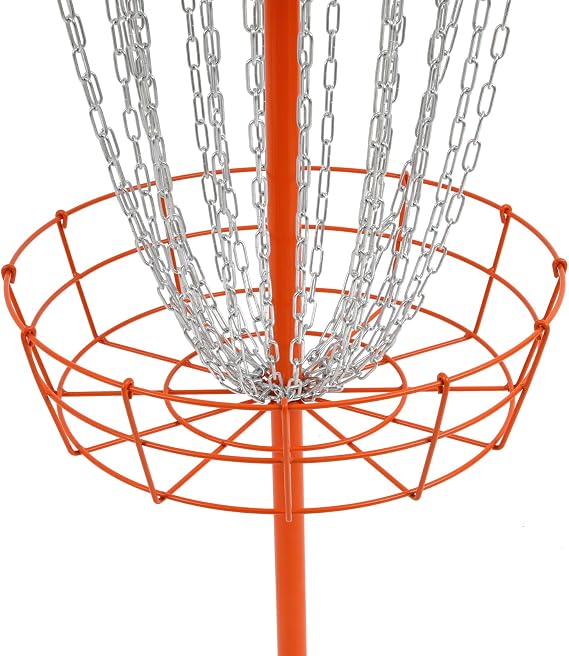 Disc Golf Basket, Portable Disc Golf Target with 24 Heavy-Duty Chains, Professional Freestanding Disc Golf Training Stand & Practice Basket for Backyard, Park, Camping(Orange)