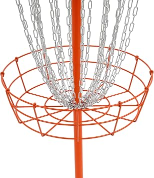 Disc Golf Basket, Portable Disc Golf Target with 24 Heavy-Duty Chains, Professional Freestanding Disc Golf Training Stand & Practice Basket for Backyard, Park, Camping(Orange)