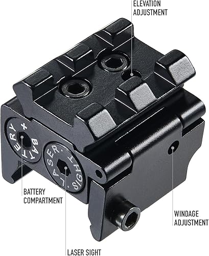 Miniatura 3 de Pinty mira con objetivo con láser rojo, impermeable, de grado militar, de bajo perfil, compacto con montura de riel y accesorios.