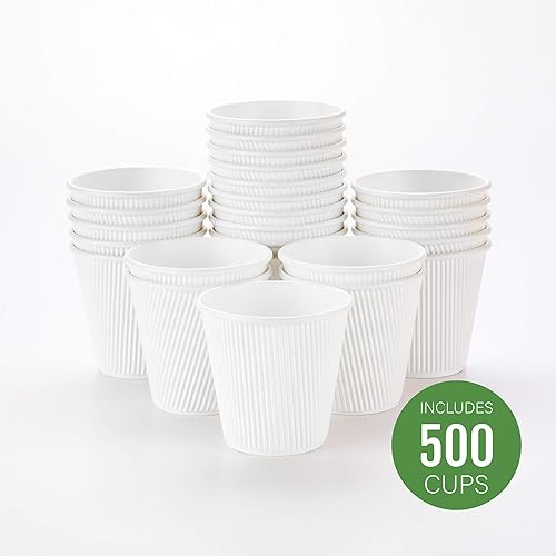 Vista 371 de Vasos de café de papel aislado de pared corrugada, 8 oz, Anaranjado