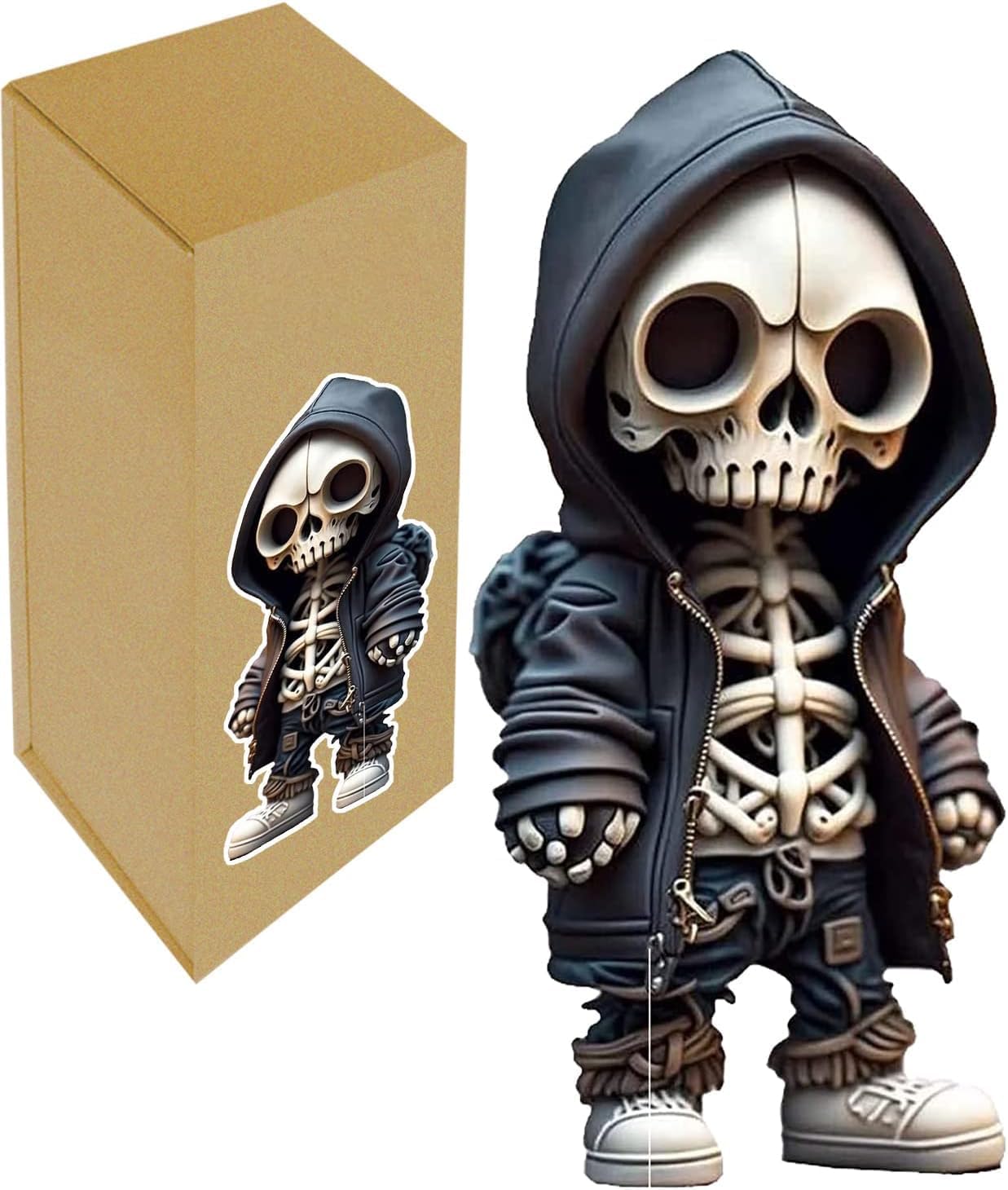 Byffoer Skeleton Skull Sculpture, Decorative Figures, Gothic Home Decor