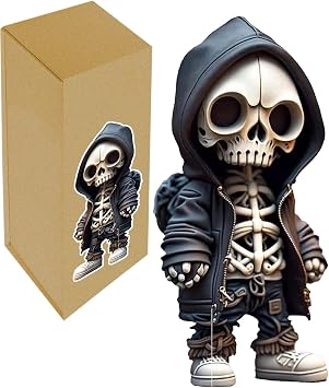 Byffoer Skeleton Skull Sculpture, Decorative Figures, Gothic Home Decor