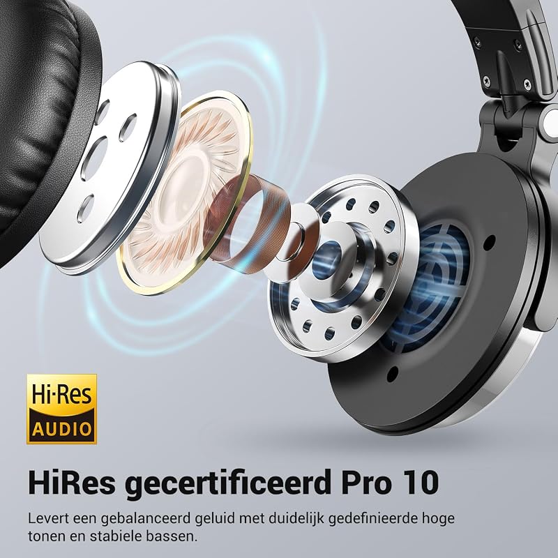 OneOdio Pro-10 Fekete Stúdió Fejhallgató 50mm Meghajtóval, Kábellel és Osztott Porttal