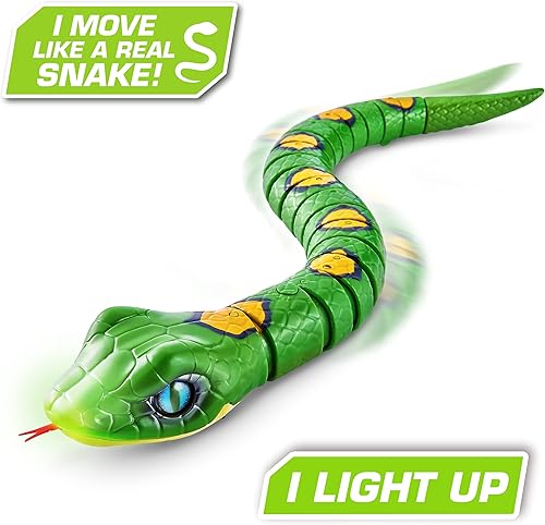 Miniatura 3 de Robo Alive ZURU Slithering Snake Series 3 Green - Juguete robótico de reptil iluminado con batería que se mueve (verde), 7150B