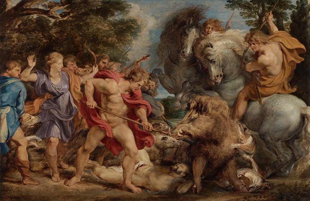 Affiche Rubens de la Chasse au Sanglier de Calydon en papier archive de haute qualité