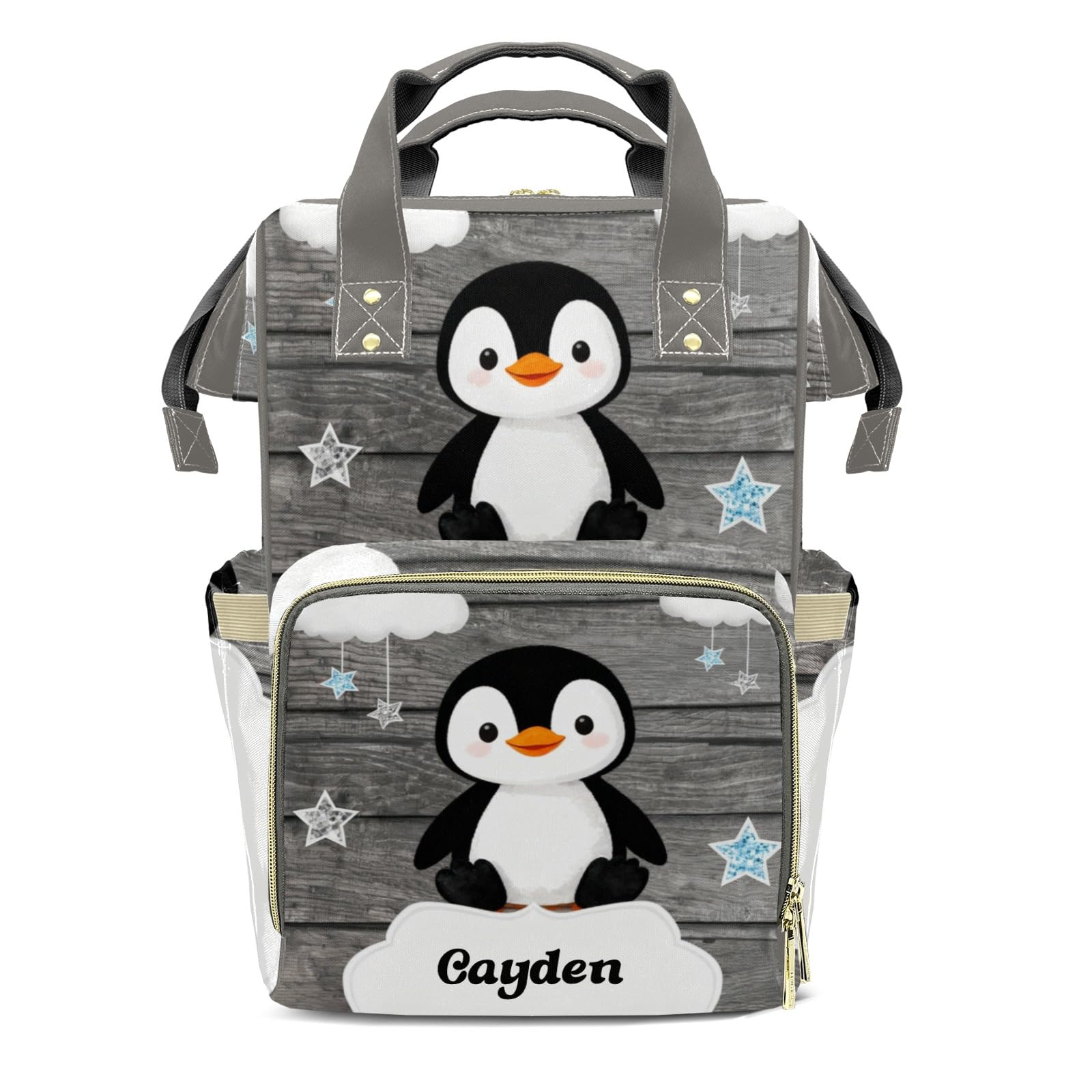 Personalized Diaper Bag Backpack Name Watercolor Penguin Star Cloud Large Capacity Nappy Bag: Designed for Travel &amp; Everyday Use