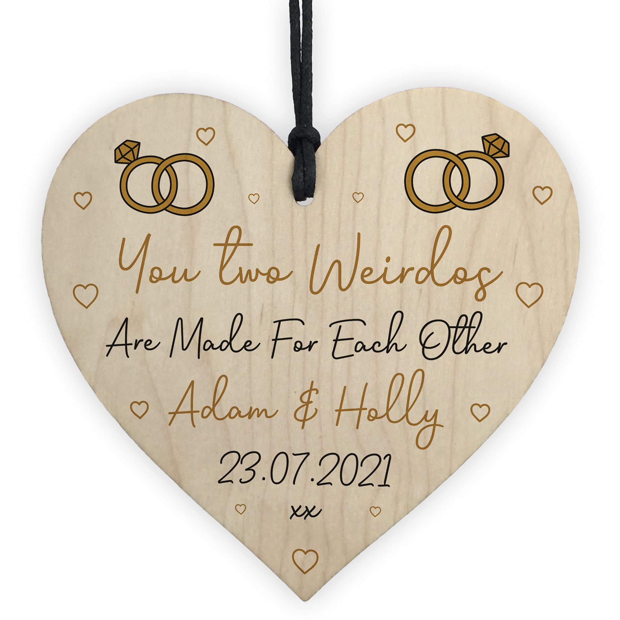 Funny Engagement Gifts For Friend Couple Personalised Wood Heart Congratulations Gift