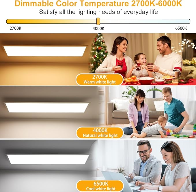 Omdekor Plafondlamp, 2 stuks, 120 x 30 cm, 40 W, dimbaar, led-paneel met afstandsbediening, multifunctionele lamp, 2700 K-6500 K, warm/natuur/koud wit, licht voor slaapkamer, woonkamer, balkon, studeerkamer, photo 2