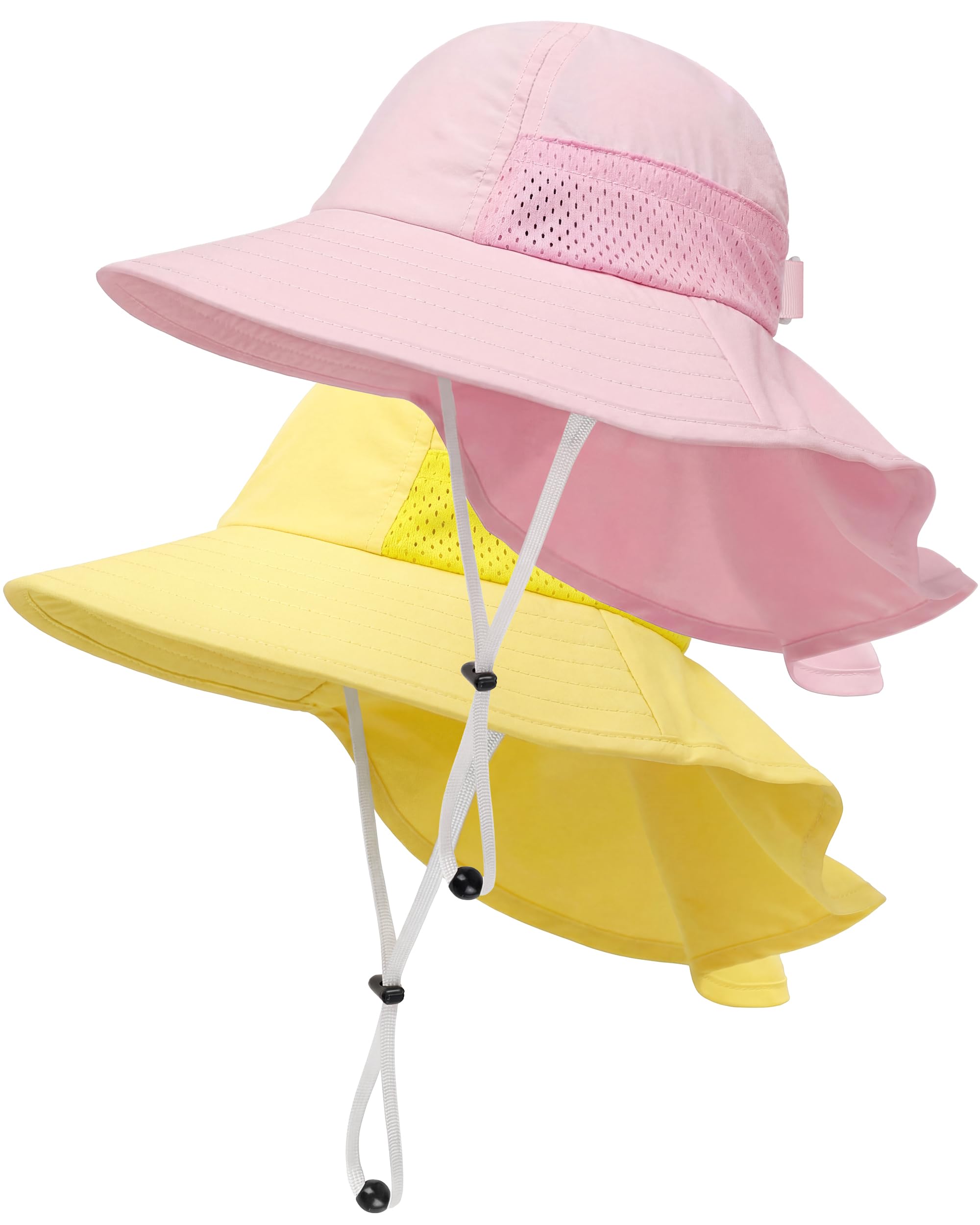 Toddler Baby Sun Hat Kids Summer Beach Essentials Adjustable Beach Hats with Bucket Wide Brim for Boys Girls Age 0-14 Years