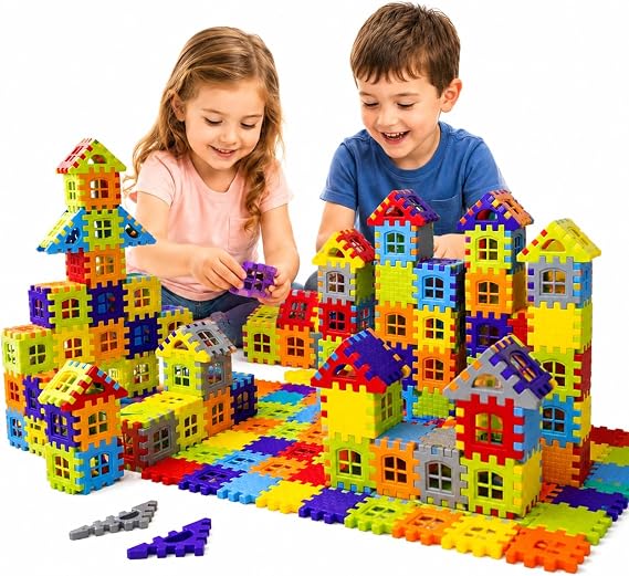 Puzzle City 3D Yapı Blokları 128 Parça – Eğitici Şehir Kurma ve Tasarım Seti | Çocuklar İçin STEM Oyuncak, Yaratıcı Yapı Oyunu, El Becerisi ve Zeka Geliştirici Set