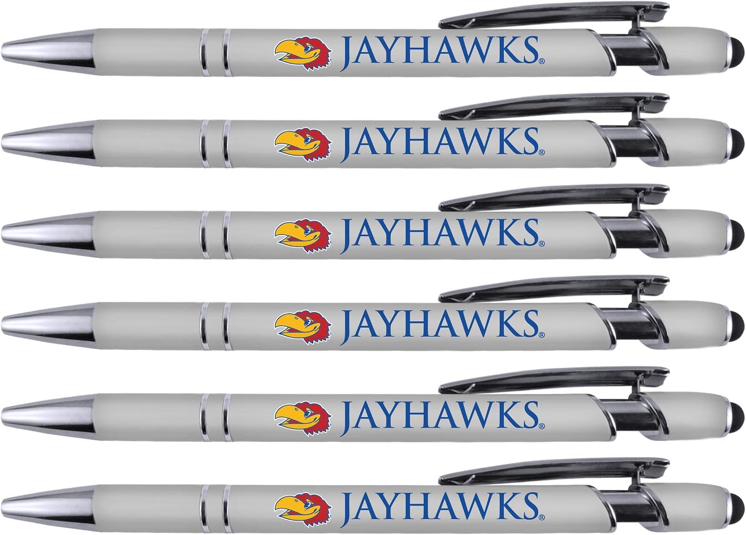 Kansas Jayhawks Comfort Coated Stylus ballpoint Pen 6 Pack 30518