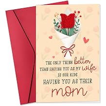 Pawzity Mothers Day Card for Wife - Happy Mothers Day Cards for Wife from Husband - Funny Wedding Anniversary Mothers Cards for Her from Him - 5.3x 8.0 Card with Knitted Flower Crochet, Envelope