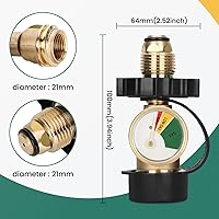 Vista 2 de Medidor universal de tanque de propano y adaptador para tanques de 100 libras y 20 libras Conector Pol a Qcc1 de doble ajuste Medidor de gas LP