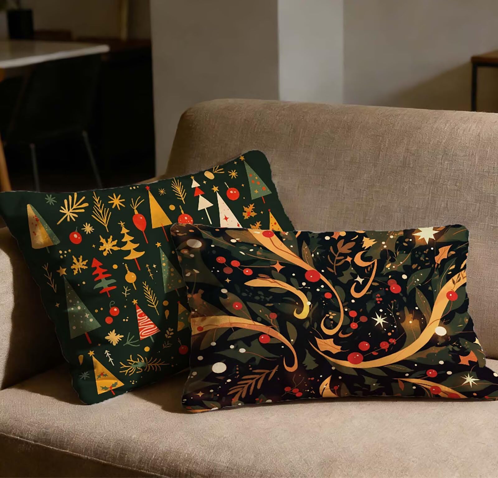 Housse de coussin vert velours arbre pour sublimer la décoration de votre chambre et vos canapés