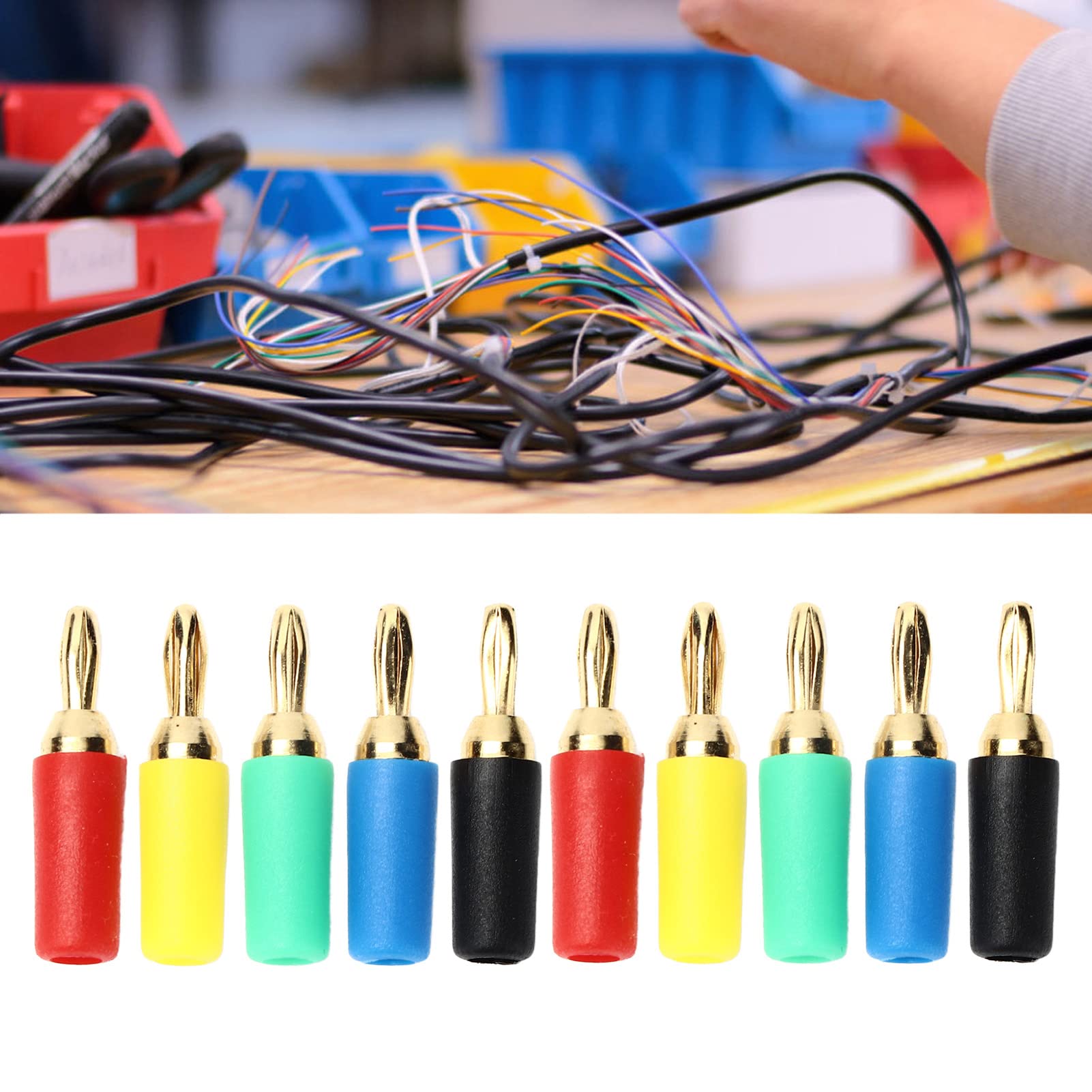 Yctze Fiches Banane Plaquées Or 2.5mm, Connecteurs à Souder pour Projets Fiables et électroniques, 10 Pièces