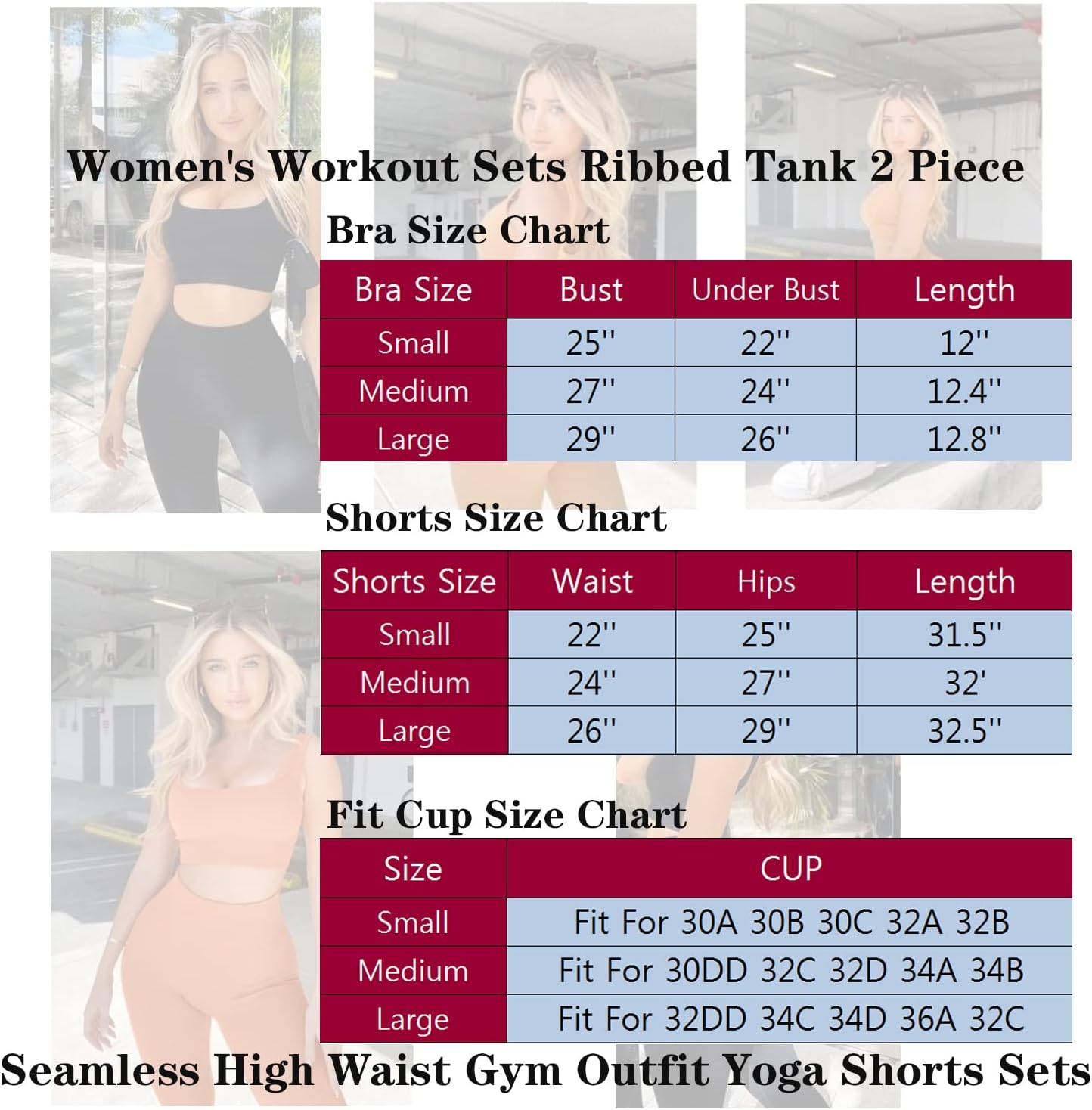 Women's Workout Outfits Ribbed Tank 2 Piece Seamless High Waist Gym Outfit Yoga Shorts Leggings Sets - Image 6