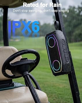 Qozybuds Magnetic Golf Speaker, 30W Portable Bluetooth 6.0 Golf Cart Speaker, IPX6 Waterproof, 30H Playtime, TWS Stereo, RGB Light, Shockproof Outdoor Speaker for Golf, Camping & Gifts