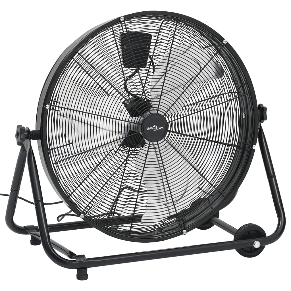 Trommelventilator Industriell 60 cm Aluminiumflügel 172,5 W Schwarz mit 3 Geschwindigkeitsstufen, rutschfesten Füßen und Rollen für Bodenbelüftung, Kühlung