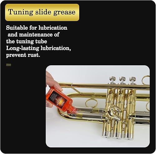 Miniatura 4 de Aceite de válvula sintética, grasa deslizante de afinación para trompeta, trombón, trombón, trombón, trompa francesa, tuba, eufonio y otros