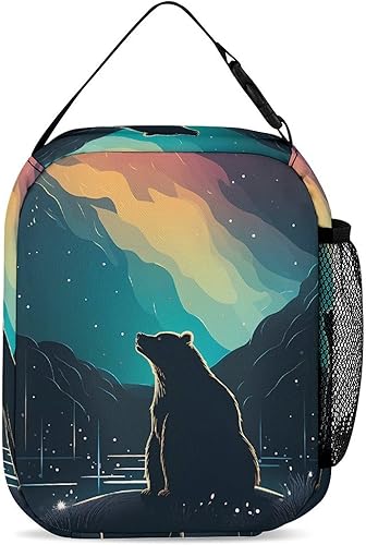Miniatura 3 de Northern Lights Bear Insulated Lunch Bag for Women Men Reusable Lunch Box Tote Bag for Work Travel